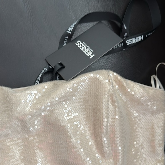 Heiress Beverly Hills Nude Sequin Strapless Tube Top sz L New - Picture 4 of 9